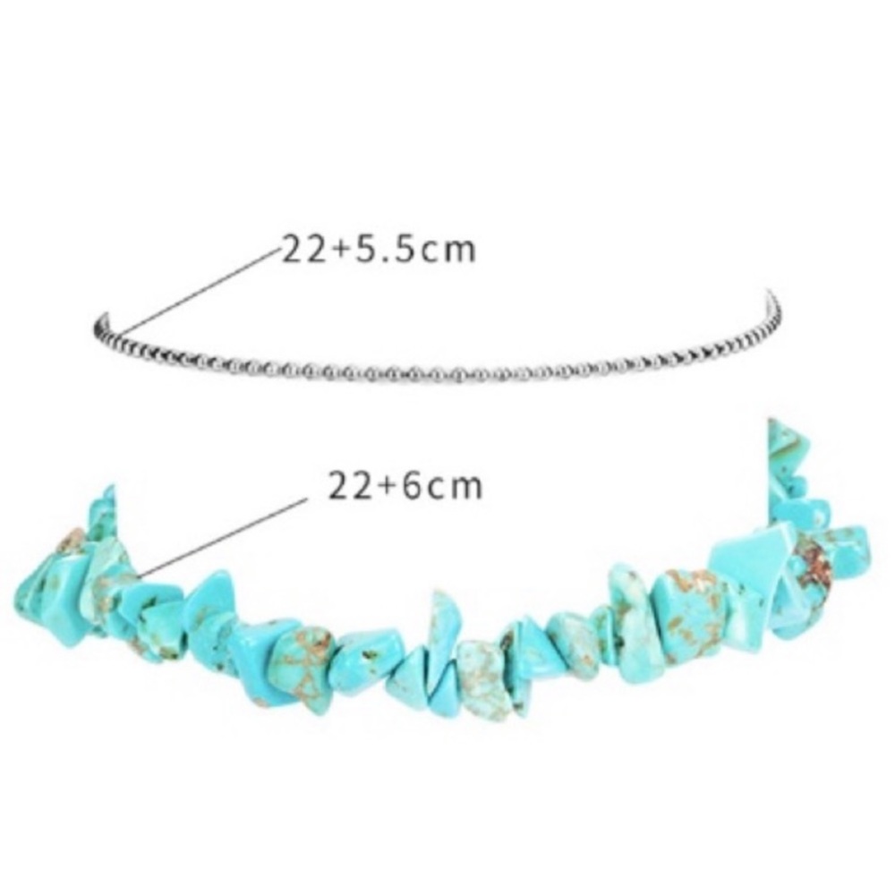 Turquoise Two Piece Anklet Set - Picture 4 of 7